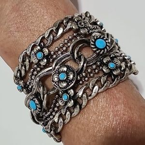 None Mexican Bracelet with aqua stones